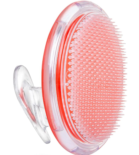 Różowa szczoteczka peelingująca SmoothSkin z przezroczystym uchwytem do przygotowania skóry przed goleniem